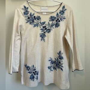 Alfred Dunner Sweater - 3/4 Sleeve - Size Small 🌸✨